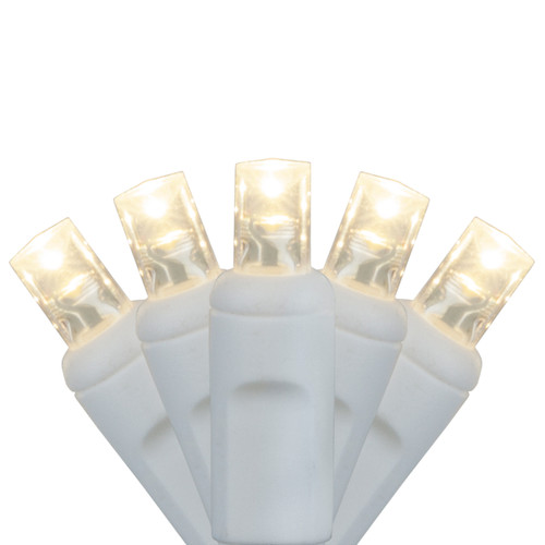 WGC-21583 - 5mm Warm White LED Christmas Lights, 70 Lights, 24', White Wire, 4" Spacing - Wintergreen Corporation