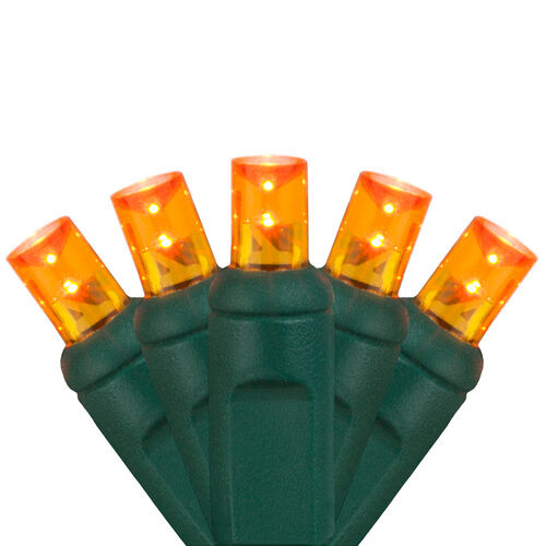 Wintergreen Corporation 20357 70 5mm Amber LED Christmas Lights, Green Wire, 4" Spacing
