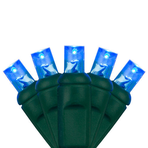 Wintergreen Corporation 20353 70 5mm Blue LED Christmas Lights, Green Wire, 4" Spacing