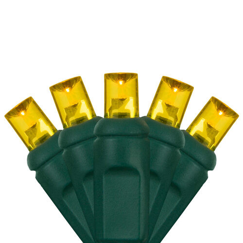 Wintergreen Corporation 20355 70 5mm Gold LED Christmas Lights, Green Wire, 4" Spacing