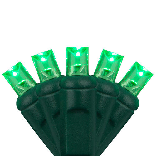 Wintergreen Corporation 20356 70 5mm Green LED Christmas Lights, Green Wire, 4" Spacing