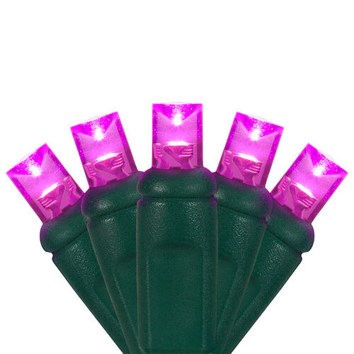 Wintergreen Corporation 21036 70 5mm Pink LED Christmas Lights, Green Wire, 4" Spacing