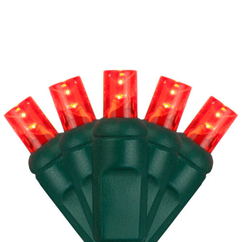 Wintergreen Corporation 20354 70 5mm Red LED Christmas Lights, Green Wire, 4" Spacing