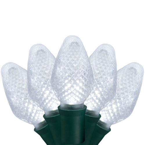 WGC-20339 - C7 Cool White LED Christmas Lights, 25 Lights, 17', Green Wire, 8" Spacing - Wintergreen Corporation