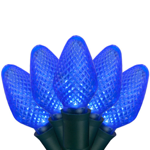WGC-20338 - C7 Blue LED Christmas Lights, 25 Lights, 17', Green Wire, 8" Spacing - Wintergreen Corporation