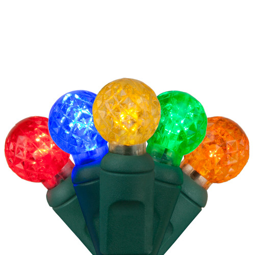 WGC-20330 - G12 Multicolor LED String Lights, 70 Lights, 24', Green Wire, 4" Spacing - Wintergreen Corporation