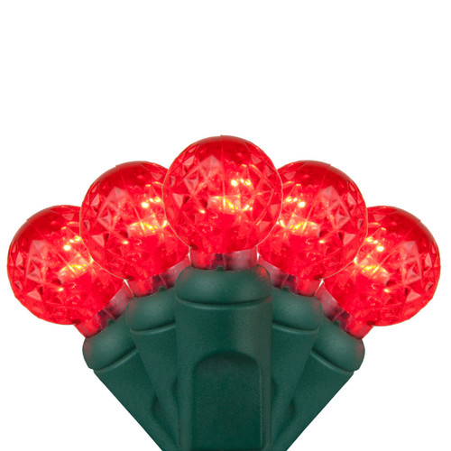 WGC-20326 - G12 Red LED String Lights, 70 Lights, 24', Green Wire, 4" Spacing - Wintergreen Corporation