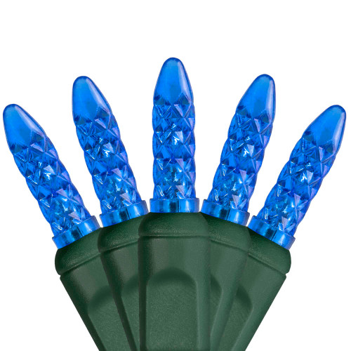 WGC-20295 - M5 Blue LED Lights, 70 Lights, 24', Green Wire, 4" Spacing - Wintergreen Corporation