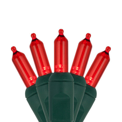 Wintergreen Corporation 74533 50 T5 Red LED Christmas Tree Lights Green Wire, 6" Spacing