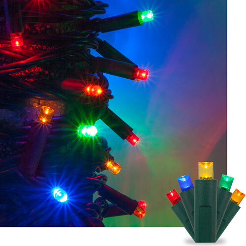 Wintergreen Corporation 75972 50 Kringle Traditions 5mm Multicolor LED Christmas Lights, Green Wire, 4" Spacing