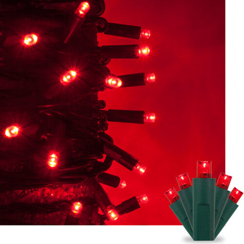 Wintergreen Corporation 75961 50 Kringle Traditions 5mm Red LED Christmas Lights, Green Wire, 4" Spacing