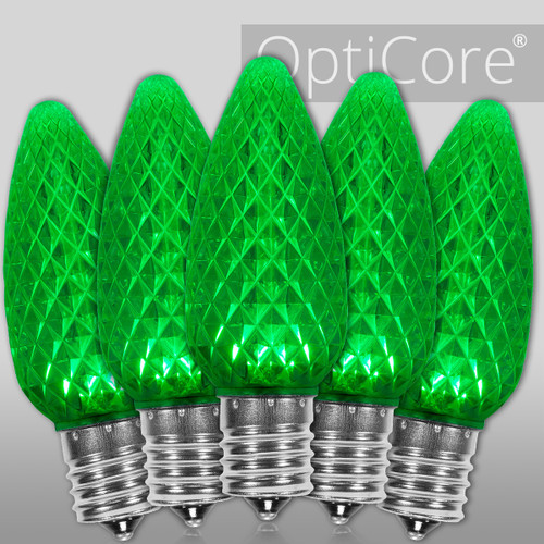 WGC-72654 - C9 Green LED OptiCore Bulbs, 25-Pack - Wintergreen Corporation