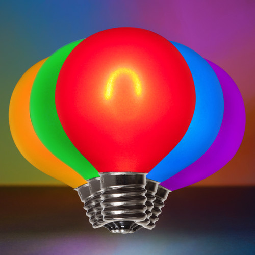 WGC-76840 - G50 Multicolor LED FlexFilament Satin Glass Globe Light Edison Bulbs, E17 Intermediate Base, 5-Pack - Wintergreen Corporation