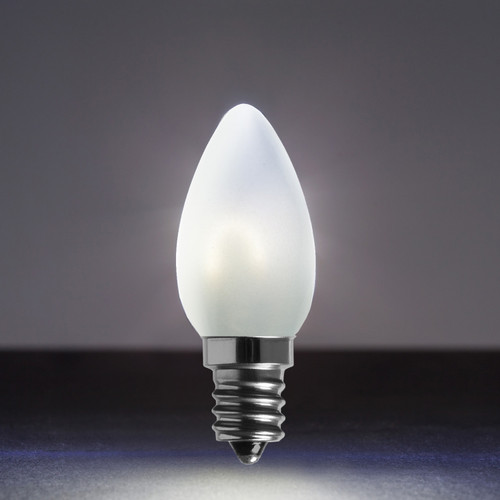 WGC-80643 - C7 Cool White LED FlexFilament Satin Glass Bulbs, 5-Pack - Wintergreen Corporation