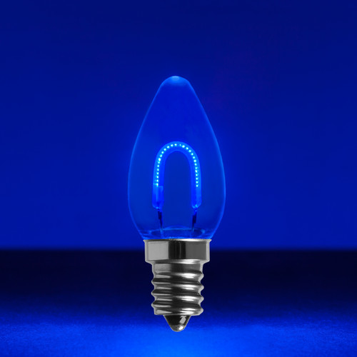 WGC-80641 - C7 Blue LED FlexFilament Transparent Shatterproof Bulbs, 5-Pack - Wintergreen Corporation