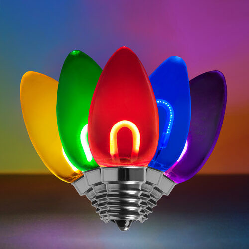Wintergreen Corporation 80652 C7 Transparent Shatterproof Multicolor FlexFilament LED Bulbs