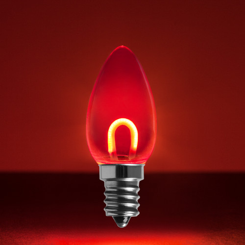 WGC-80646 - C7 Red LED FlexFilament Transparent Shatterproof Bulbs, 5-Pack - Wintergreen Corporation