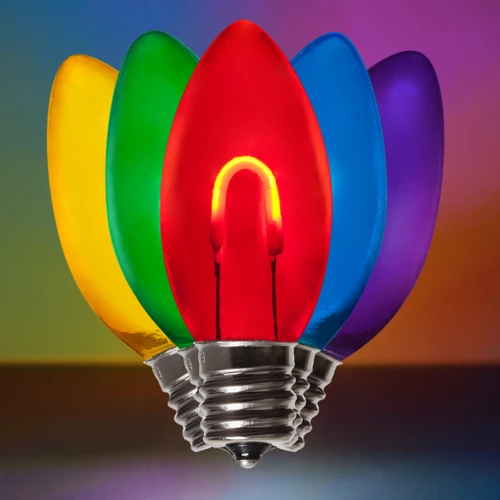 WGC-80649 - C9 Multicolor LED FlexFilament Transparent Shatterproof Bulbs, 5-Pack - Wintergreen Corporation