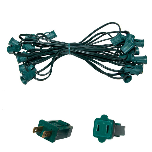 WGC-15071 - C7 Light Stringer, 8 Amp SPT1W, 25', Green Wire, 12" Spacing - Wintergreen Corporation
