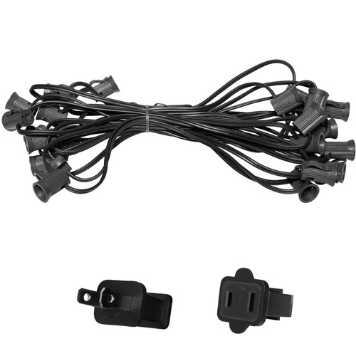 WGC-71440 - C7 Light Stringer, 5 Amp SPT1W, 25', Black Wire, 12" Spacing - Wintergreen Corporation