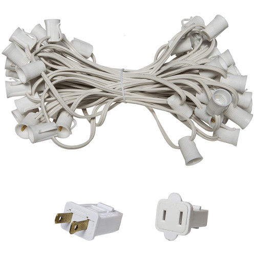 WGC-15110 - C9 E17 Intermediate Light Stringer, 10 Amp SPT2W, 50', White Wire, 6" Spacing - Wintergreen Corporation