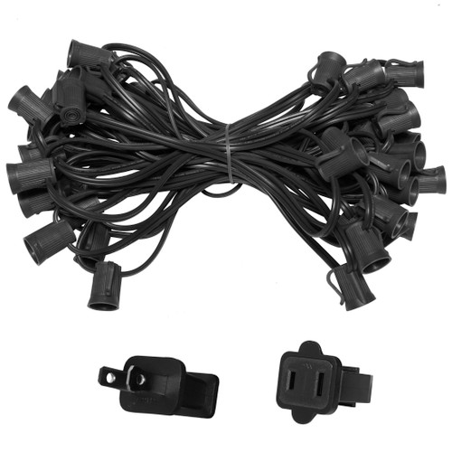 WGC-71454 - C9 E17 Intermediate Light Stringer, 7 Amp SPT1W, 50', Black Wire, 12" Spacing - Wintergreen Corporation
