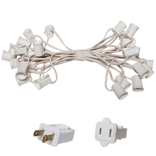 WGC-78539 - C9 E17 Intermediate Light Stringer, 5 Amp SPT1W, 10', White Wire, 12" Spacing - Wintergreen Corporation