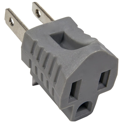 WGC-18179 - 3-to-2 Grounding Plug, Grey, Gray Wire - Wintergreen Corporation