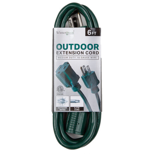 Wintergreen Corporation 79643 SJTW 6' Green Medium Duty Extension Cord, Indoor / Outdoor Use