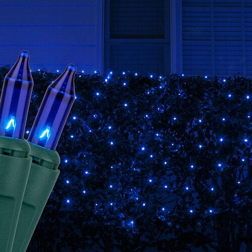 Wintergreen Corporation 15244 4' x 6' Blue Mini Christmas Net Lights, 150 Lights on Green Wire