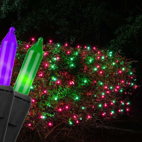 Wintergreen Corporation 76399 4' x 6' Purple, Green Mini Christmas Net Lights, 150 Lights on Black Wire