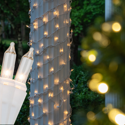 WGC-71291 - 6"x15' Mini Clear Incandescent Christmas Column Wrap Lights, 150 Lights, White Wire - Wintergreen Corporation