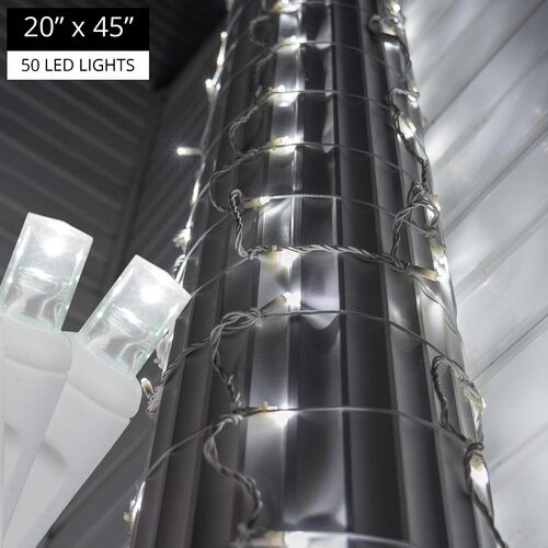 Wintergreen Corporation 79842 20" x 45" Cool White StretchNet Pro 5mm LED Christmas Column Wrap Lights, 50 Lights on White Wire