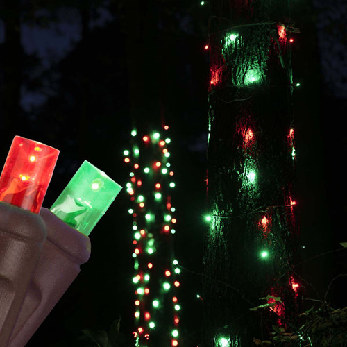 WGC-81116 - 20"x45" 5mm Red/Green LED StretchNet Pro Christmas Trunk Wrap Lights, 50 Lights, Brown Wire - Wintergreen Corporation