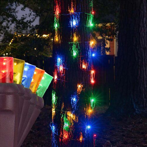 Wintergreen Corporation 79830 20" x 45" Multicolor StretchNet Pro 5mm LED Christmas Trunk Wrap Lights, 50 Lights on Brown Wire
