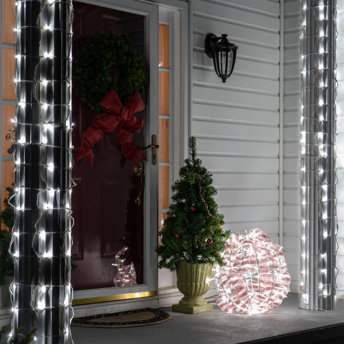 WGC-81249 - 21"x31" 5mm Cool White LED StretchNet Pro Christmas Column Wrap Lights, 70 Lights, White Wire - Wintergreen Corporation