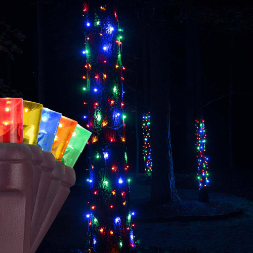 WGC-81239 - 21"x31" 5mm Multicolor LED StretchNet Pro Christmas Trunk Wrap Lights, 70 Lights, Brown Wire - Wintergreen Corporation