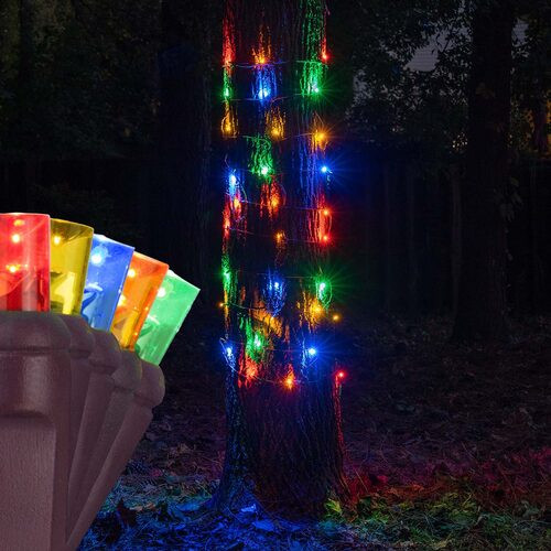 Wintergreen Corporation 81241 30" x 45" Multicolor StretchNet Pro 5mm LED Christmas Trunk Wrap Lights, 70 Lights on Brown Wire