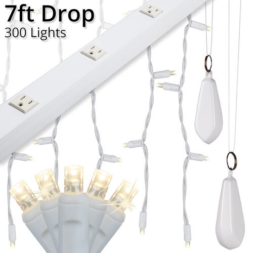 Wintergreen Corporation 76402 Commercial LED Curtain Lights, 300 Warm White 5mm Twinkle Lights on White Wire