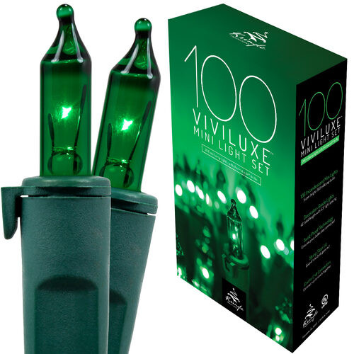Wintergreen Corporation 74380 100 Viviluxe TM Green Christmas Mini Lights, Green Wire, 5.5" Spacing