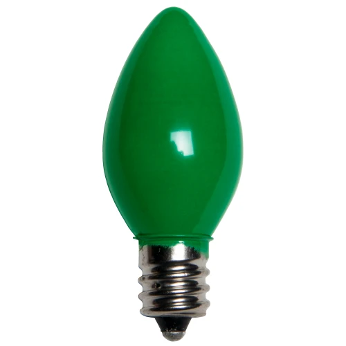 WGC-15115 - C7 Green Incandescent Opaque, 5 Watt Light Bulbs, 25-Pack - Wintergreen Corporation