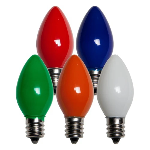 WGC-15116 - C7 Multicolor Incandescent Opaque, 5 Watt Light Bulbs, 25-Pack - Wintergreen Corporation