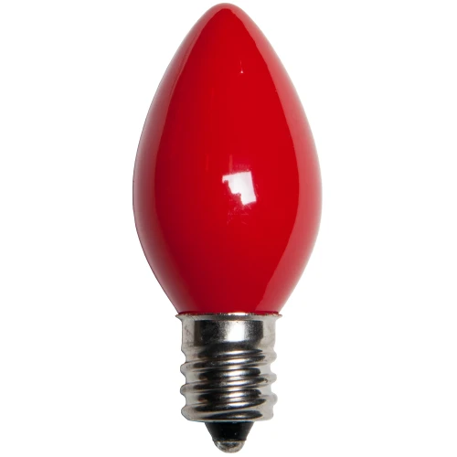 WGC-15118 - C7 Red Incandescent Opaque, 5 Watt Light Bulbs, 25-Pack - Wintergreen Corporation