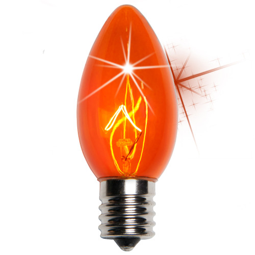 WGC-15148 - C9 Amber Incandescent Twinkle Triple Dipped Transparent, 7 Watt Light Bulbs, 25-Pack - Wintergreen Corporation