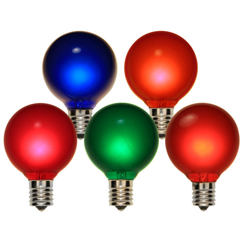 WGC-18775 - G50 Multicolor Incandescent Satin, 7 Watt Light Bulbs, E17 Base, 25-Pack - Wintergreen Corporation
