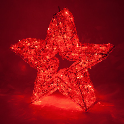 WGC-75066 - 24" 5mm Red LED Wintergreen Lighting Five Point Dimensional Star, 360 Lights - Wintergreen Corporation