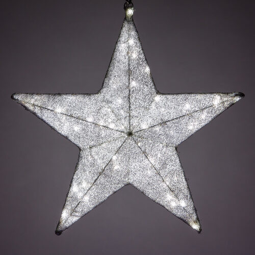 Wintergreen Corporation 76047 36" Silver Metallic Polymesh Commercial Star Light, White LED Lights