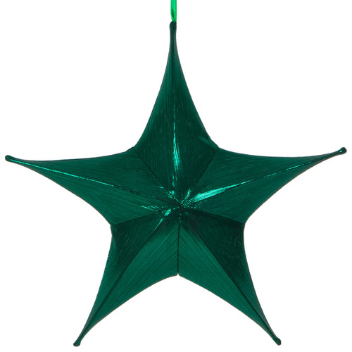 WGC-78868 - 16" Green Metallic Unlit Fold Flat Commercial Star - Red Sleigh