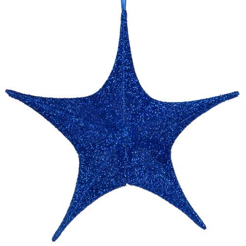 WGC-78683 - 54" Blue Polymesh Unlit Fold Flat Commercial Star - Red Sleigh