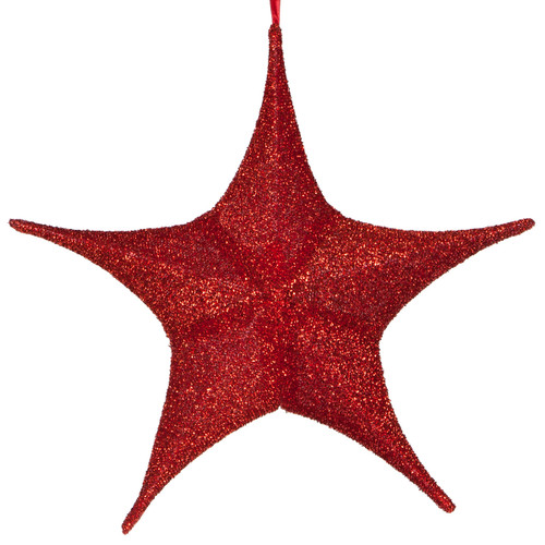 WGC-78661 - 16" Red Polymesh Unlit Fold Flat Commercial Star - Red Sleigh